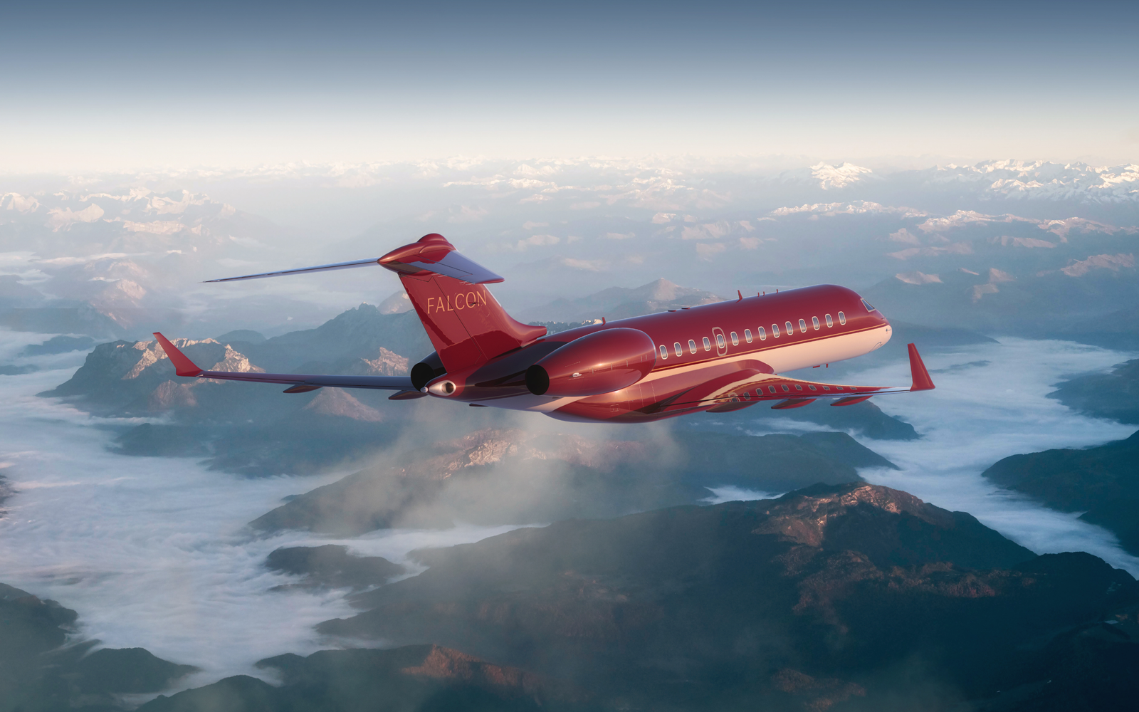 Falcon Aviation Bombardier Global 6500 air-to-air photography CGI by Neutral Digital